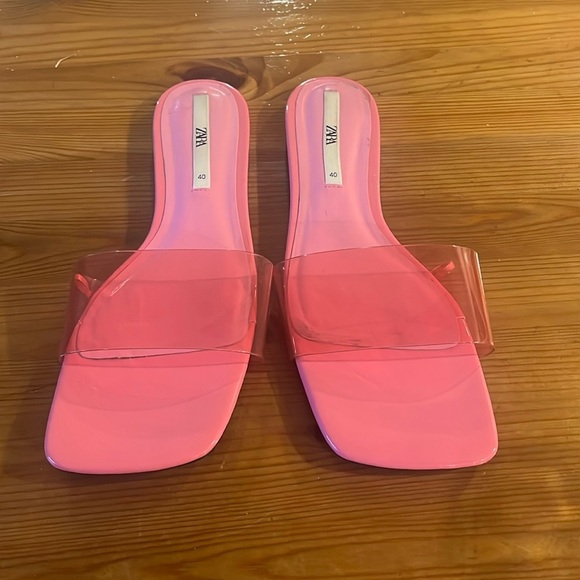 Zara Pink Jelly Sandals Colored Flat Rubber Sandals 40 - Picture 1 of 9